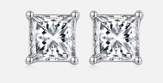 Princess Cut Moissanite Set - Earrings & Pendant