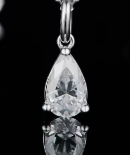 Pear Cut Moissanite Set - Platinum Plated Earrings & Pendant