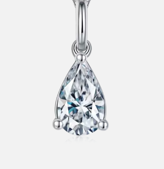 Pear Cut Moissanite Set - Platinum Plated Earrings & Pendant