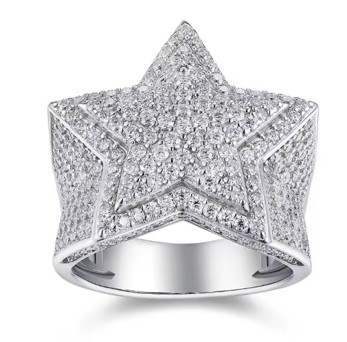 Celestial Star Moissanite Ring - GRA Certified Lab Diamond, 925 Sterling Silver