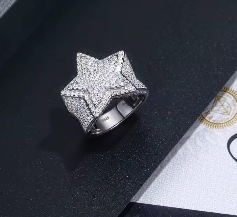 Celestial Star Moissanite Ring - GRA Certified Lab Diamond, 925 Sterling Silver