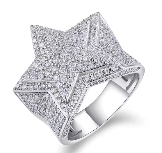 Celestial Star Moissanite Ring - GRA Certified Lab Diamond, 925 Sterling Silver