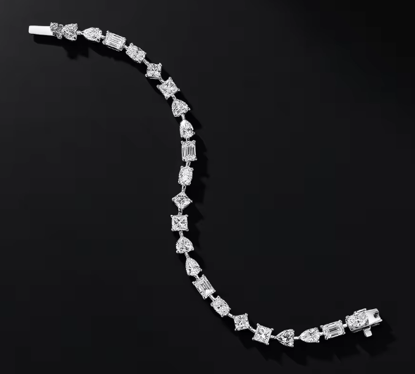 Multi-Cut Moissanite Tennis Bracelet - 18K White Gold Plated 925 Silver