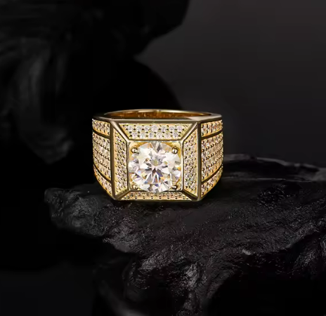 Lunar Radiance Ring - 3 Carat Moissanite 925 Silver 18K Gold Plated