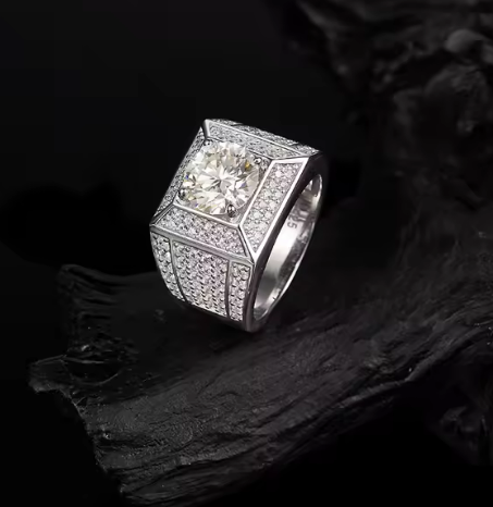 Lunar Radiance Ring - 3 Carat Moissanite 925 Silver 18K Gold Plated
