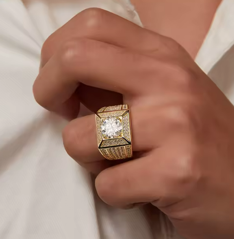 Lunar Radiance Ring - 3 Carat Moissanite 925 Silver 18K Gold Plated