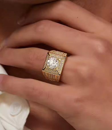 Lunar Radiance Ring - 3 Carat Moissanite 925 Silver 18K Gold Plated