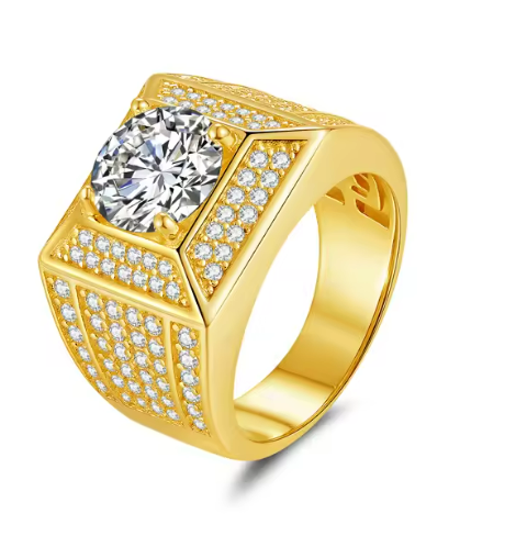 Lunar Radiance Ring - 3 Carat Moissanite 925 Silver 18K Gold Plated