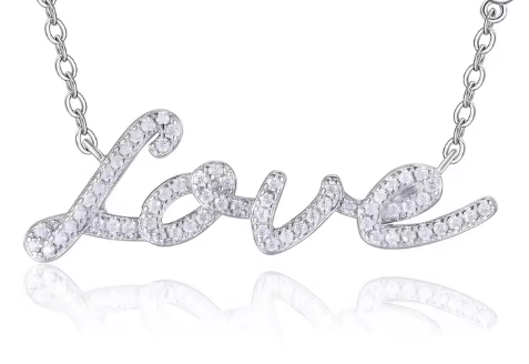 Eternal "LOVE" Moissanite Pendant w/ 925 Sterling Silver Necklace