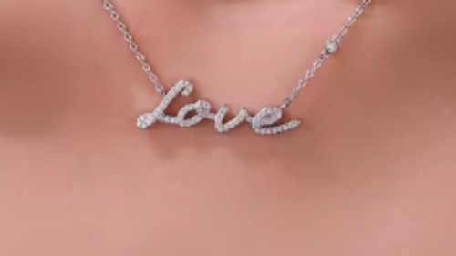 Eternal "LOVE" Moissanite Pendant w/ 925 Sterling Silver Necklace