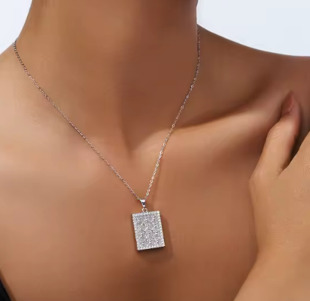 Shield Moissanite Pendant - 4x4mm Iced Out S925 Silver 18K Gold Plated