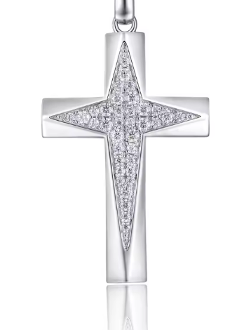 Celestial Cross Star Pendant - 925 Sterling Silver Pavé VVS Moissanite