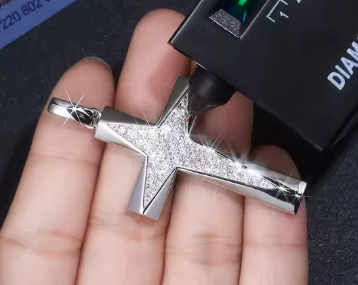 Celestial Cross Star Pendant - 925 Sterling Silver Pavé VVS Moissanite