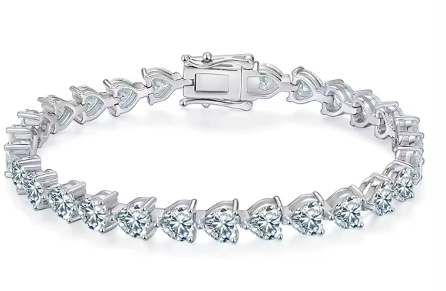 Eternal Hearts Tennis Bracelet - 5mm Heart-Cut VVS Moissanite in 18K White Gold