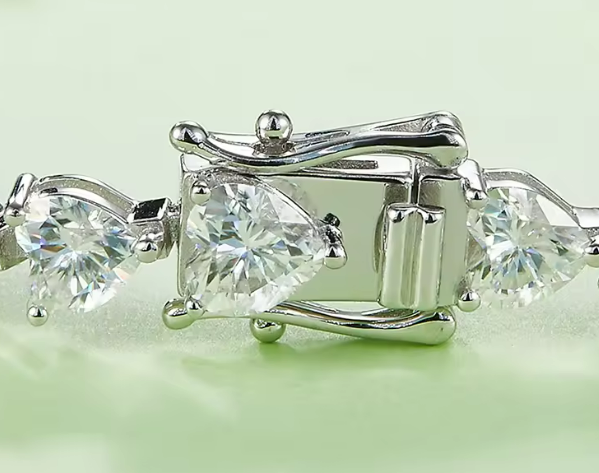 Eternal Hearts Tennis Bracelet - 5mm Heart-Cut VVS Moissanite in 18K White Gold