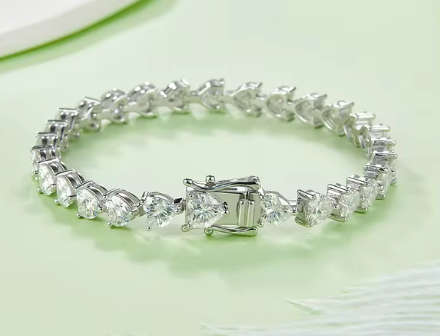 Eternal Hearts Tennis Bracelet - 5mm Heart-Cut VVS Moissanite in 18K White Gold