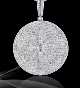 Celestial Round Medallion Moissanite Pendant Necklace