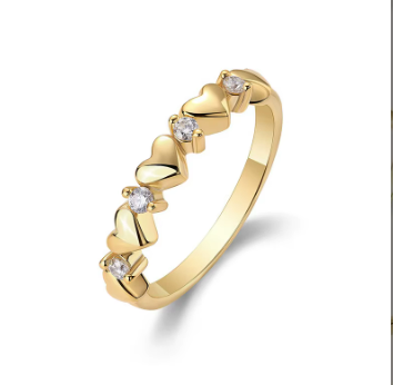 Celestial Heart Motif Band Ring with Moissanite Accents