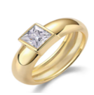 Celestial Princess-Cut Accent Band Ring with Moissanite