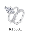 Celestial Bridal Ring Set - Pear-Cut Solitaire & Curved Band