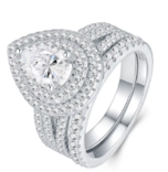 Celestial Twist Halo Bridal Ring Set - 1.5ct Pear-Cut Moissanite