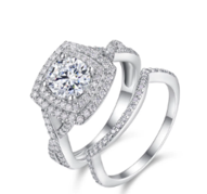 Celestial Open Double-Band Halo Ring with Moissanite