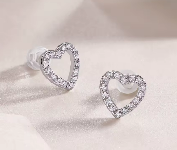 Eternal Heart Moissanite Stud Earrings