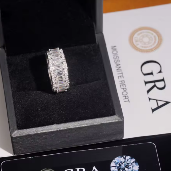 VVS Moissanite Iced Ring - 925 Sterling Silver | GRA Certified