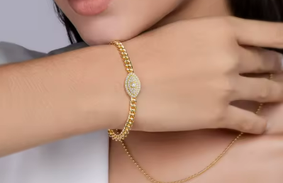 Angel Eyes Cuban Link Bracelet - Moissanite & 925 Sterling Silver