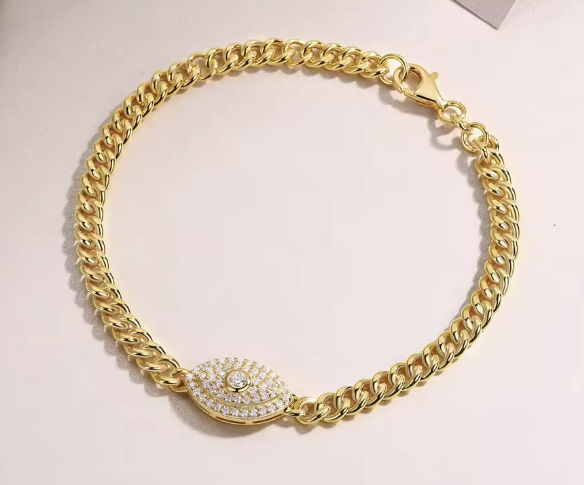 Angel Eyes Cuban Link Bracelet - Moissanite & 925 Sterling Silver