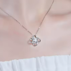 Interlocking Halo Pendant Necklace - Moissanite Infinity Circle Necklace