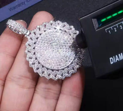 Moissanite Sunflower Pendant Necklace - 925 Sterling Silver