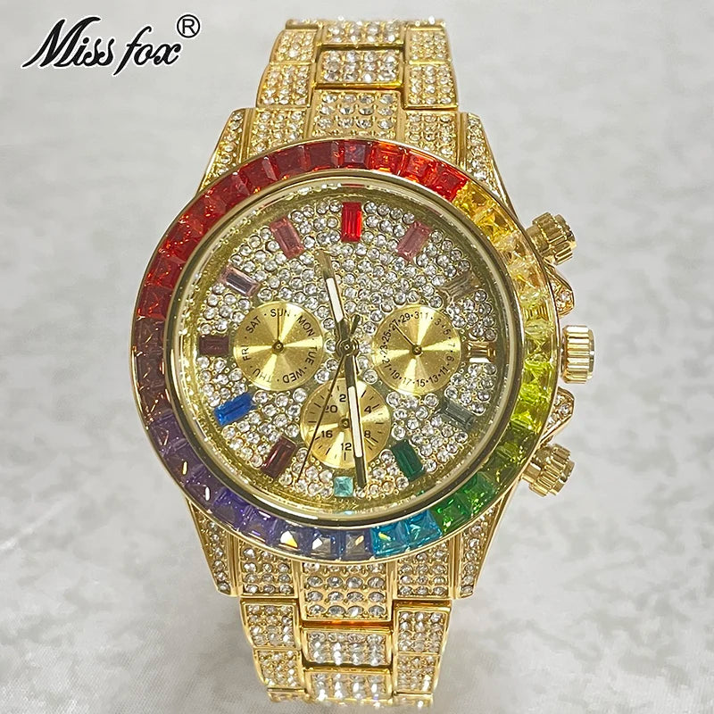 Iced Out Diamond Smart Watch - Gold Luxury Waterproof Timepiece