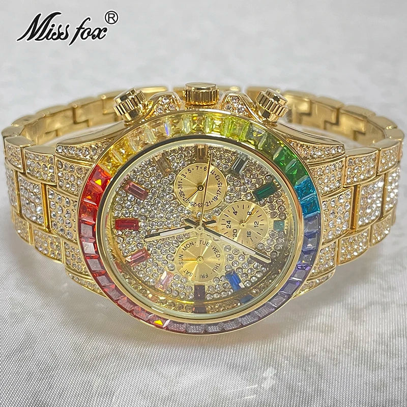 Iced Out Diamond Smart Watch - Gold Luxury Waterproof Timepiece