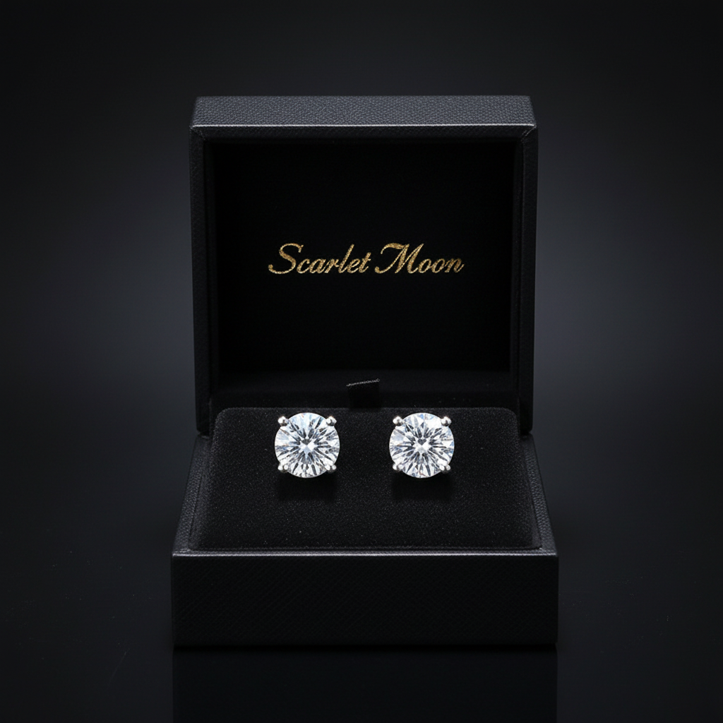 Certified earrings in Scarlet Moon box