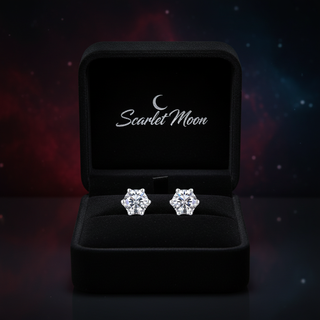 Earrings in Scarlet Moon branded box