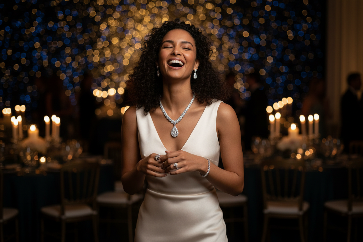 Luna laughing at wedding