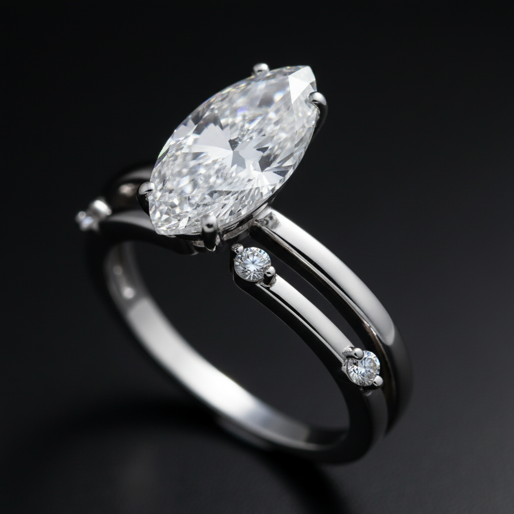 Macro detail of marquise stone