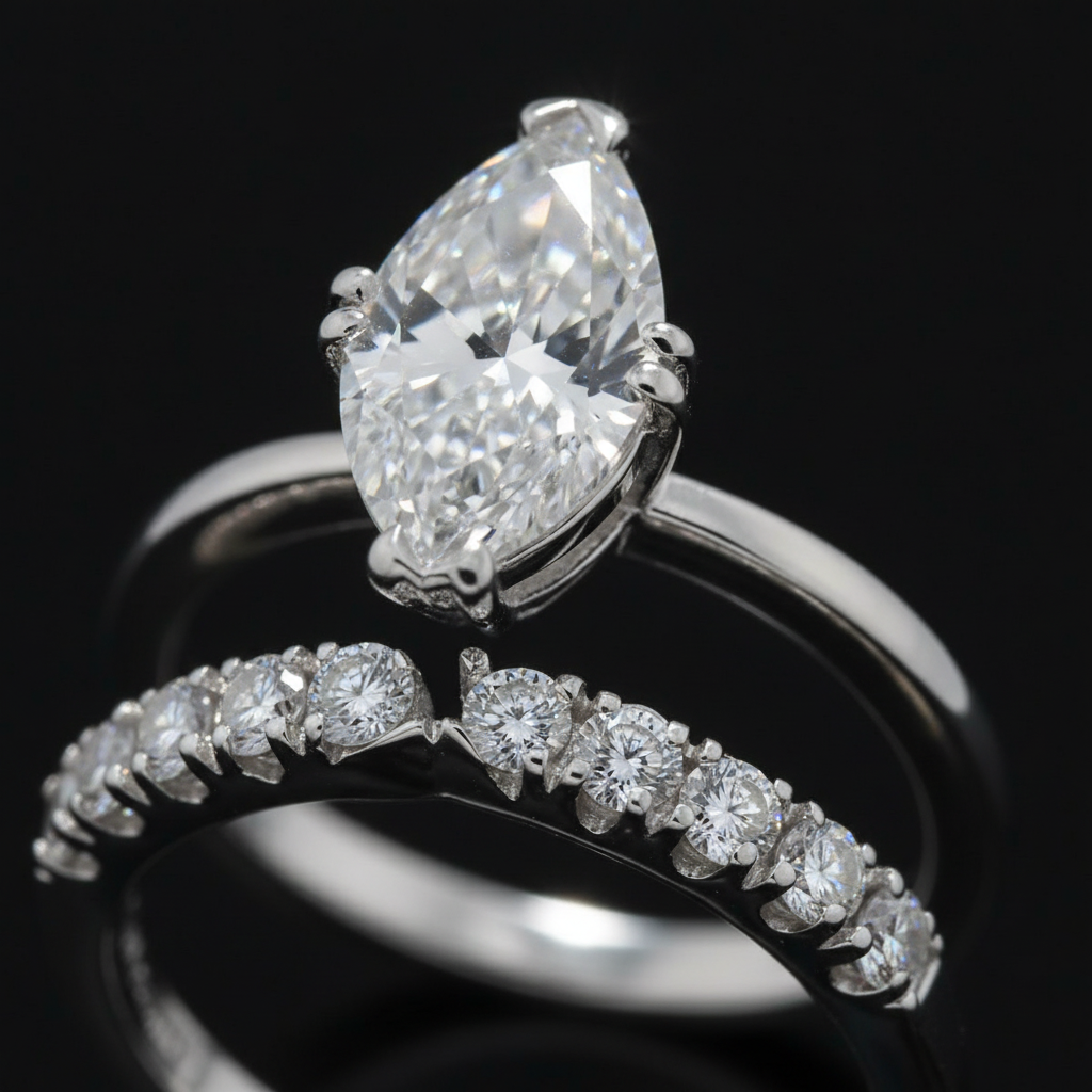 Macro detail of pear-cut stone