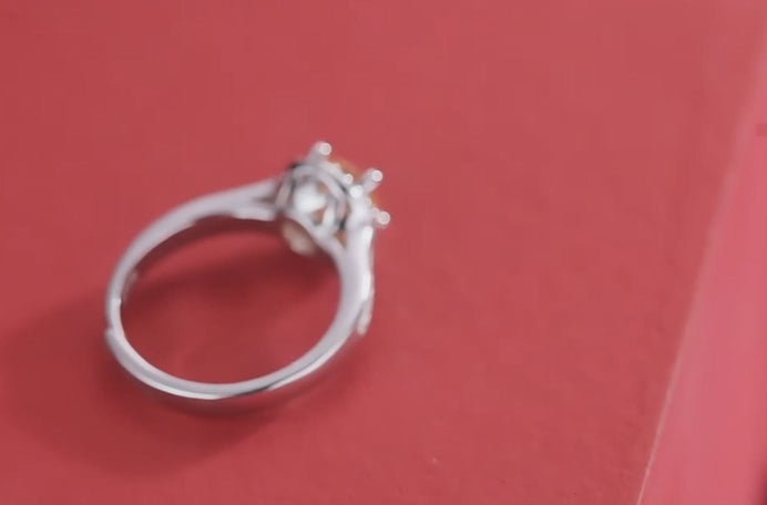 Celestial Halo Moissanite Ring with Colored Center Stone