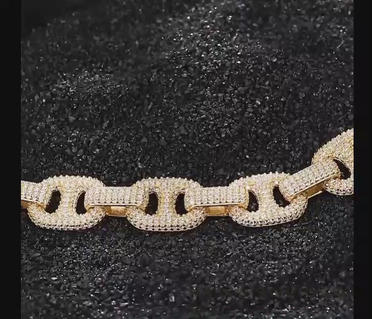 Celestial Iced Link Chain - D Color Moissanite 925 Sterling Silver 18K Gold Plated