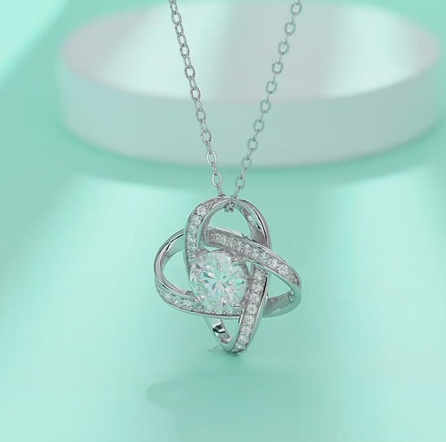 Interlocking Halo Pendant Necklace - Moissanite Infinity Circle Necklace