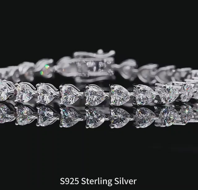 Eternal Hearts Tennis Bracelet - 5mm Heart-Cut VVS Moissanite in 18K White Gold
