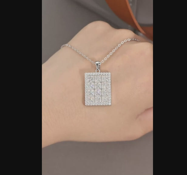 Shield Moissanite Pendant - 4x4mm Iced Out S925 Silver 18K Gold Plated