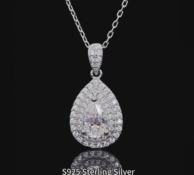 Oval Cut Halo Moissanite Set - Earrings & Pendant