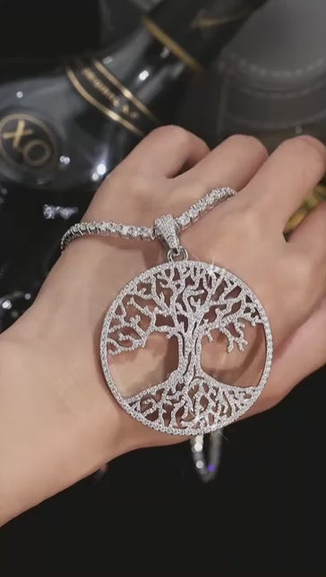 Tree of Life Iced-Out Moissanite Pendant - GRA Certified