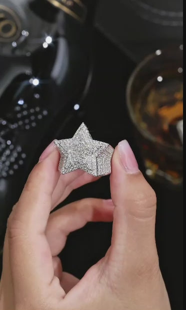 Celestial Star Moissanite Ring - GRA Certified Lab Diamond, 925 Sterling Silver