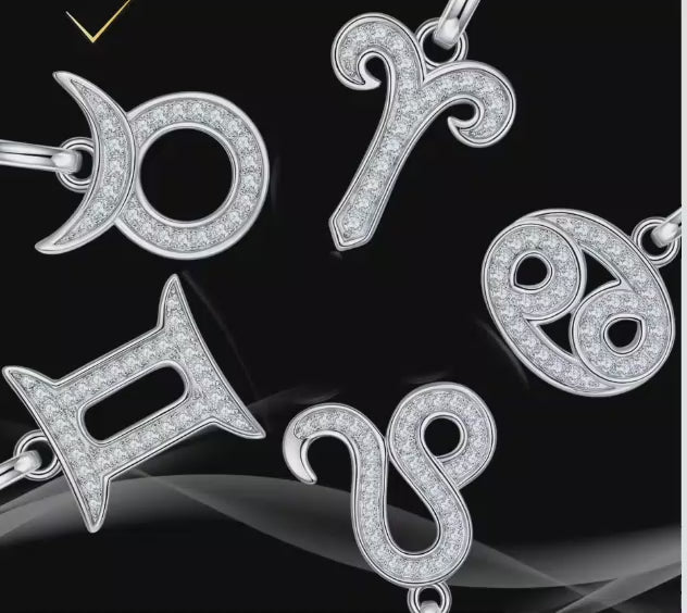 Zodiac Constellation Pendant Necklace - 12 Celestial Signs in Moissanite