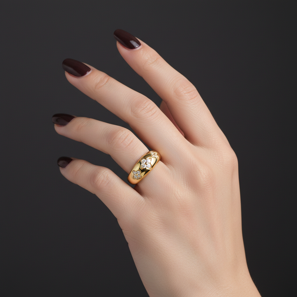 Ring worn on elegant hand